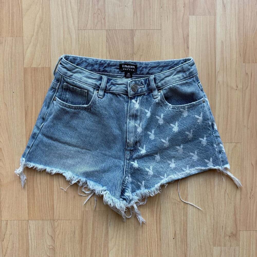 Playboy by PacSun Bunny Printed Denim Jean Shorts Size 25